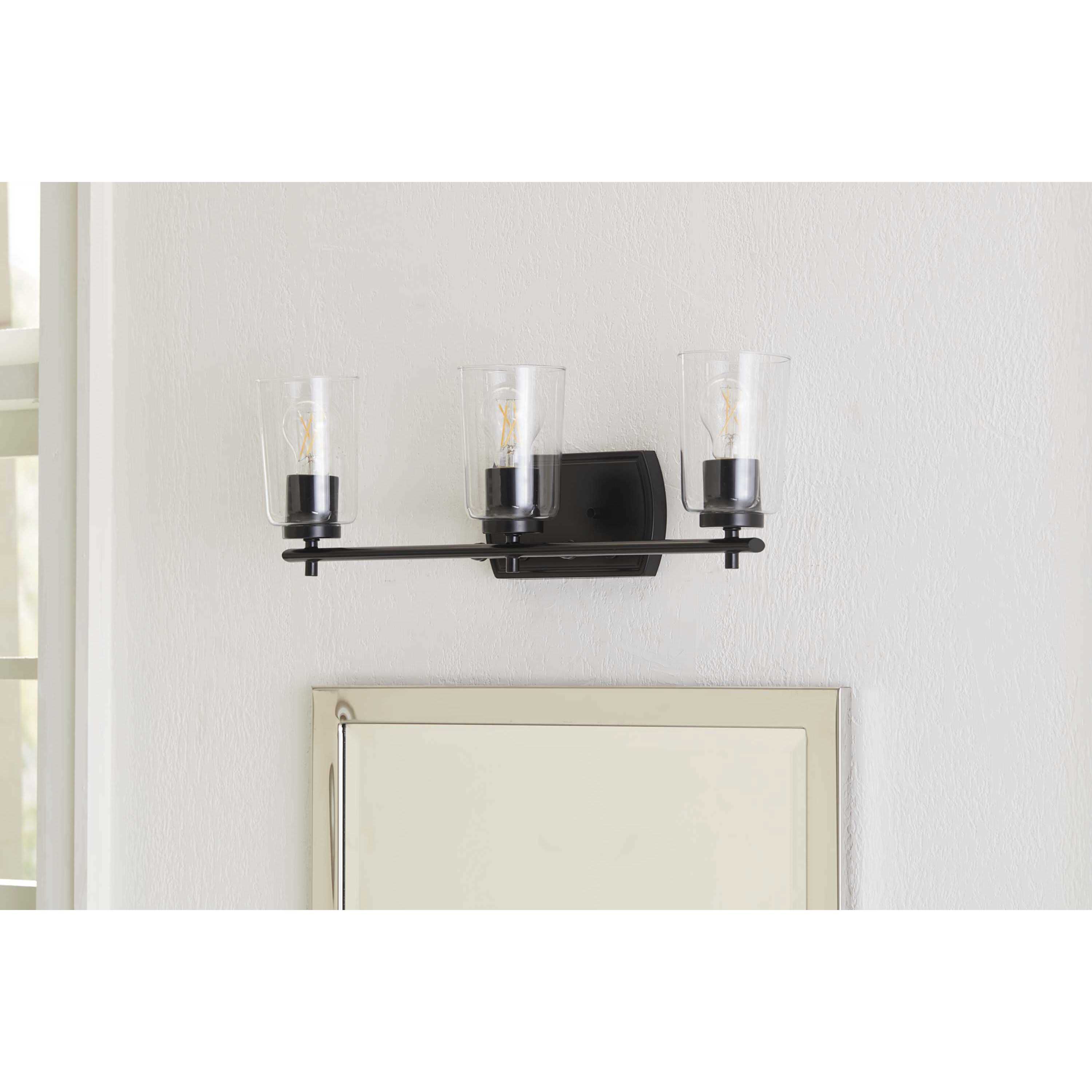 Adley 3 Light 23 inch Matte Black Bath Vanity Wall Light