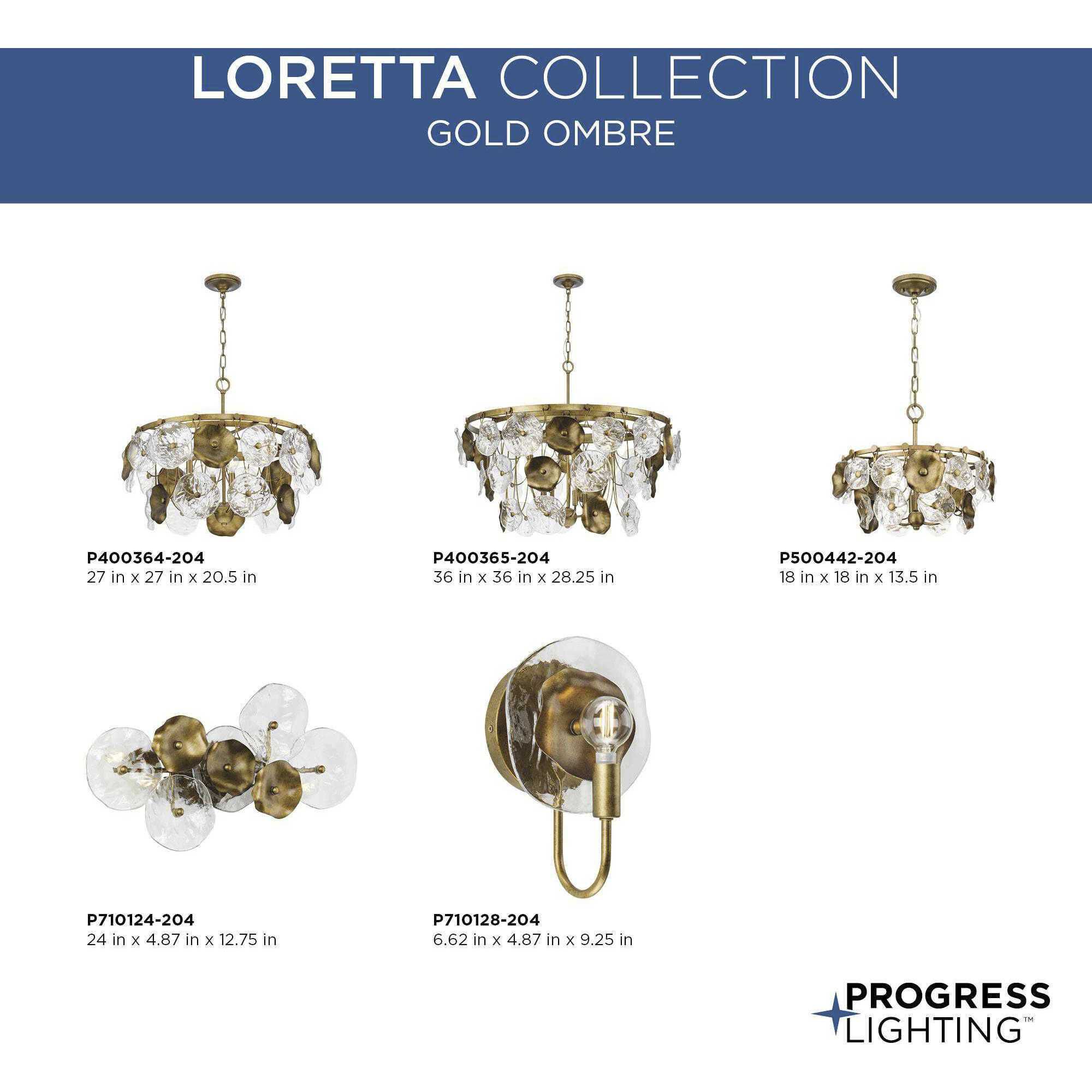 Loretta 6 Light 27 inch Gold Ombre Chandelier Ceiling Light, Design Series
