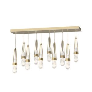 Link 10 Light 44.5 inch Modern Brass Pendant Ceiling Light in Clear with White Threading, Rectangular