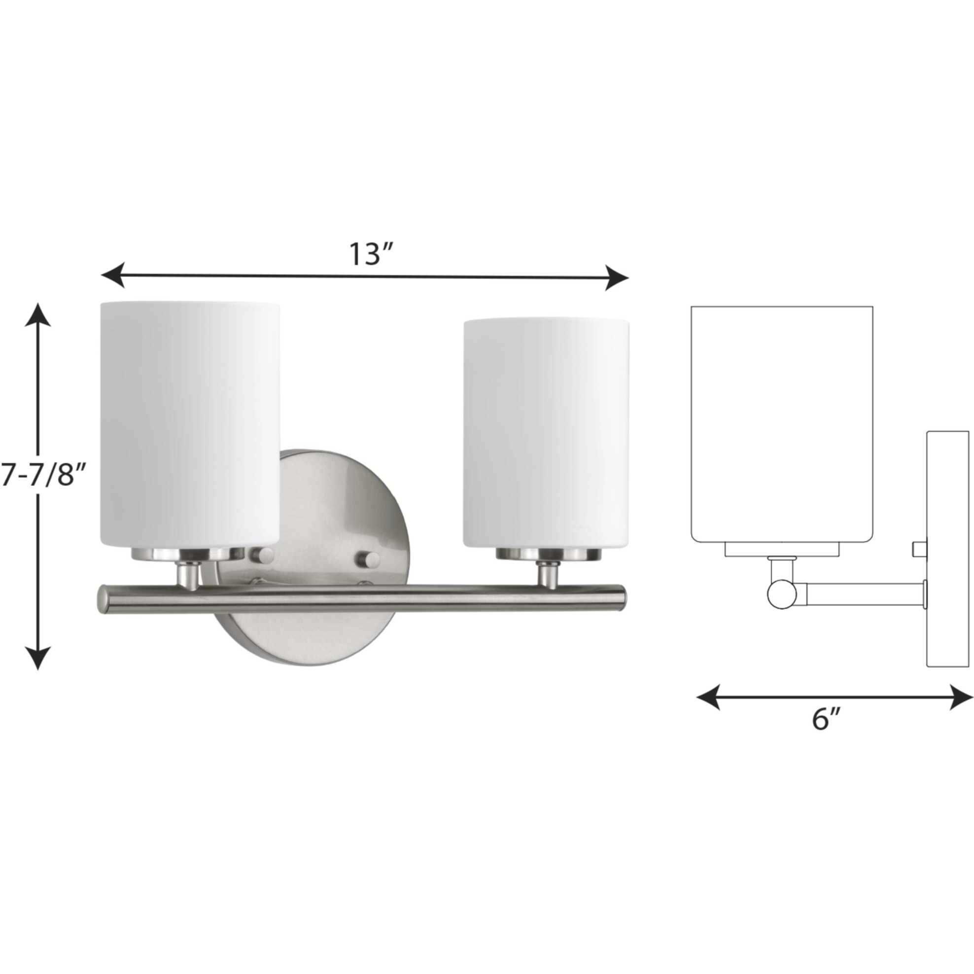 Replay 2 Light 13 inch Brushed Nickel Bath Vanity Wall Light