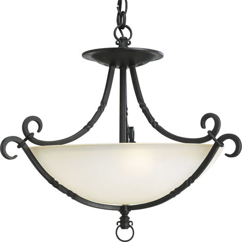 Santiago 3 Light 19.88 inch Forged Black Semi-Flush Mount Ceiling Light