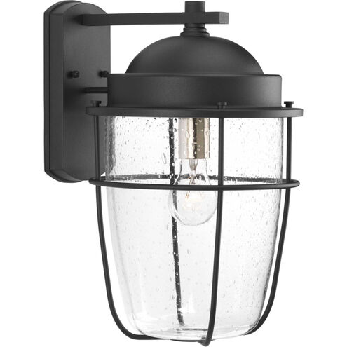 Holcombe 1 Light 16 inch Textured Black Outdoor Wall Lantern, Large