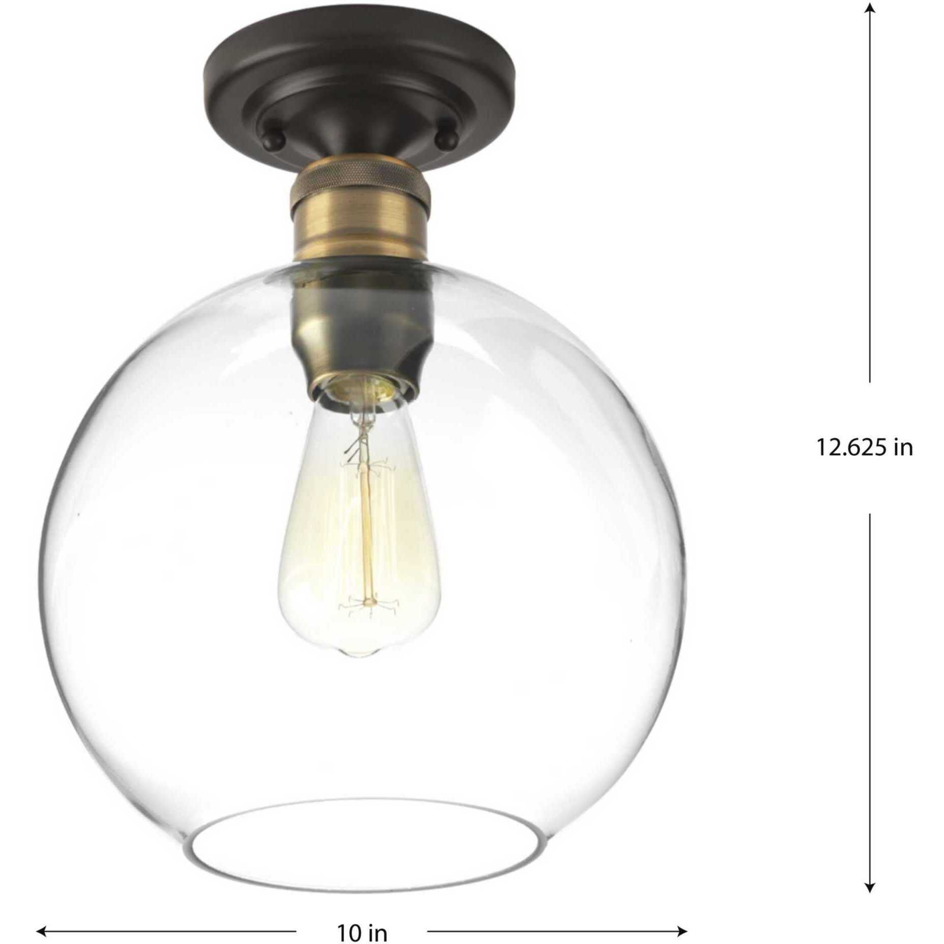 Hansford 1 Light 10 inch Antique Bronze Flush Mount Ceiling Light in Antique Bronze and Vintage Brass