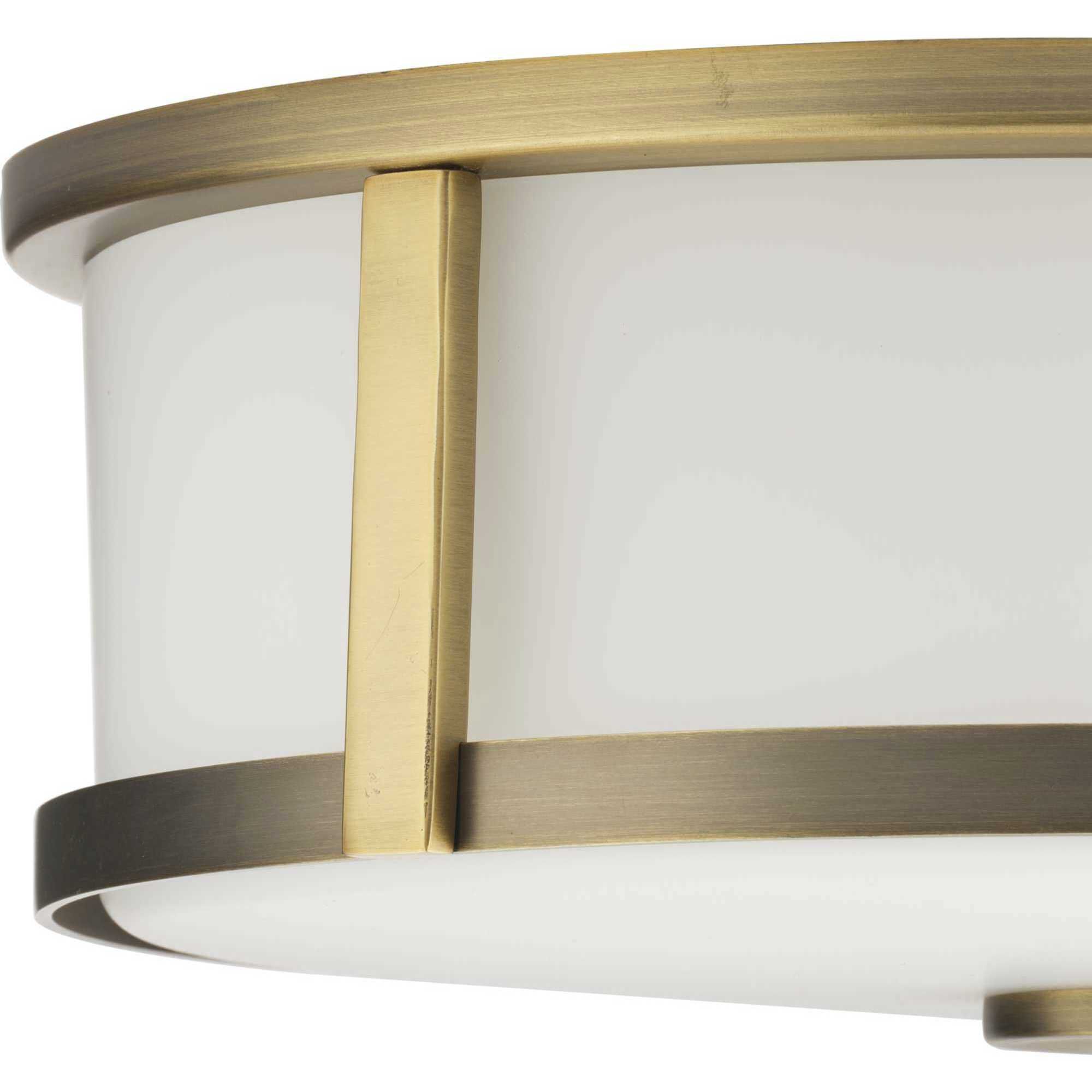 Gilliam 2 Light 12.62 inch Vintage Brass Flushmount Ceiling Light