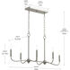Ilia 6 Light 36 inch Brushed Nickel Island Chandelier Ceiling Light