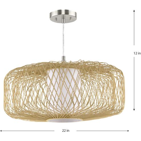 Cordova 1 Light 22 inch Natural Rattan Pendant Ceiling Light, Design Series