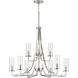 Riley 9 Light 30 inch Brushed Nickel Chandelier Ceiling Light