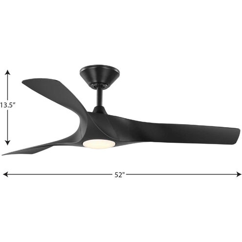 Ryne 52 inch Black Outdoor Ceiling Fan, Progress LED