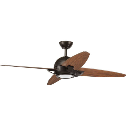 Soar 54 inch Antique Bronze with Walnut Blades Ceiling Fan, Progress LED