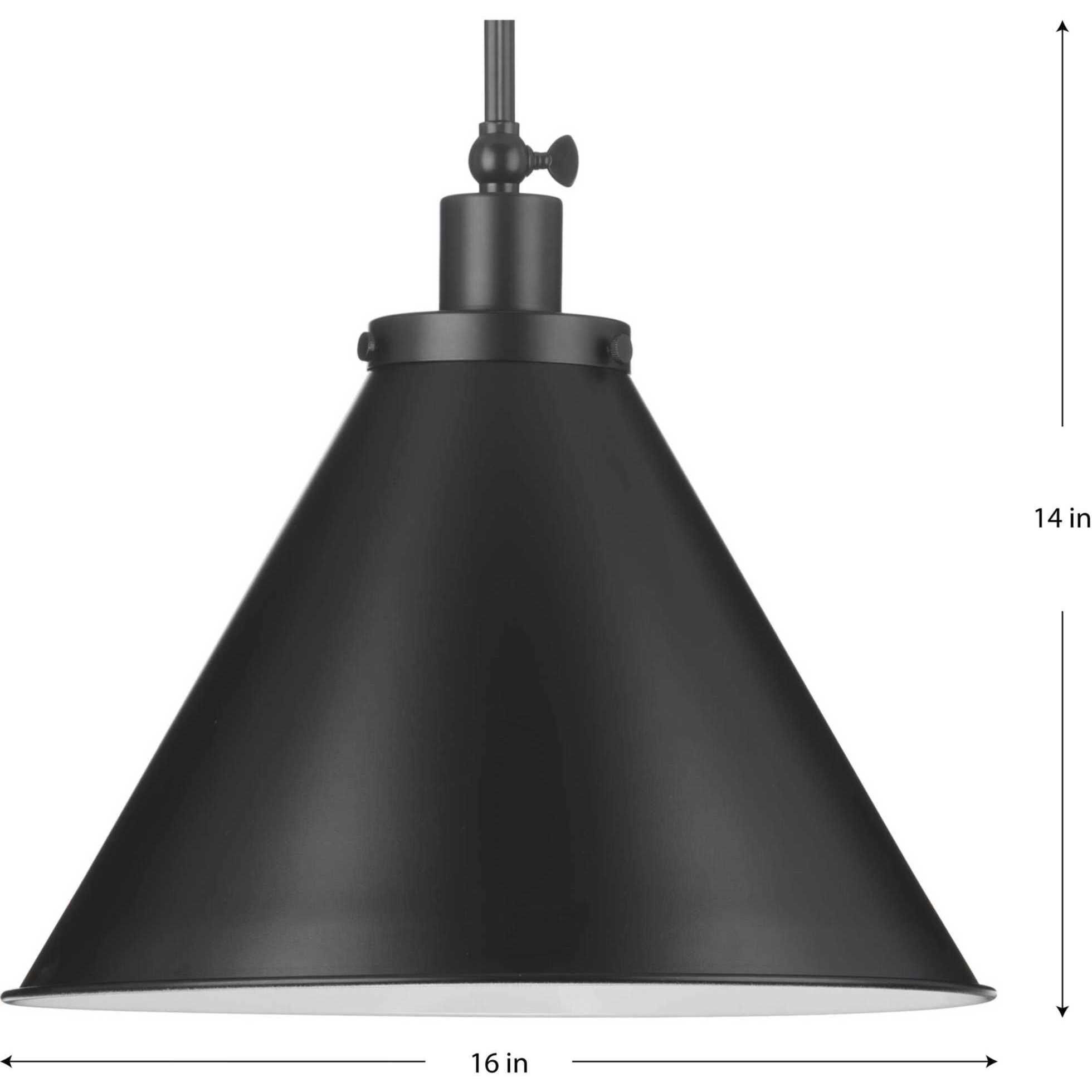 Matte black cone pendant light top