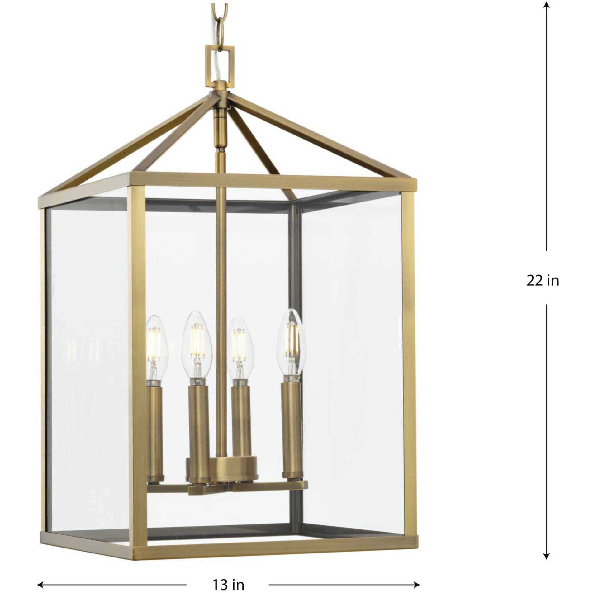 Hillcrest 4 Light 13 inch Vintage Brass Foyer Light Ceiling Light