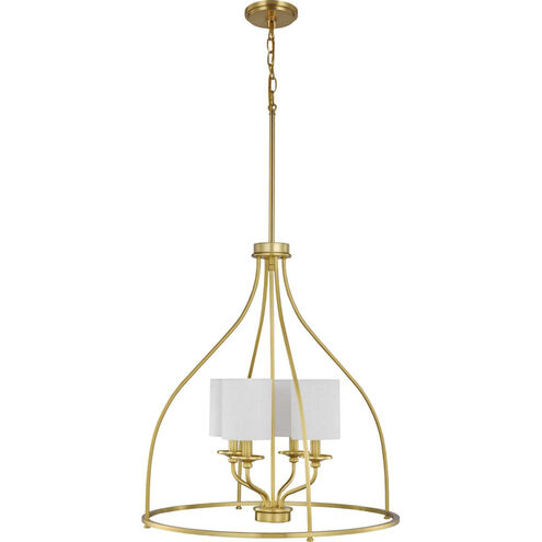 Bonita 4 Light 23 inch Satin Brass Foyer Chandelier Ceiling Light, Design Series