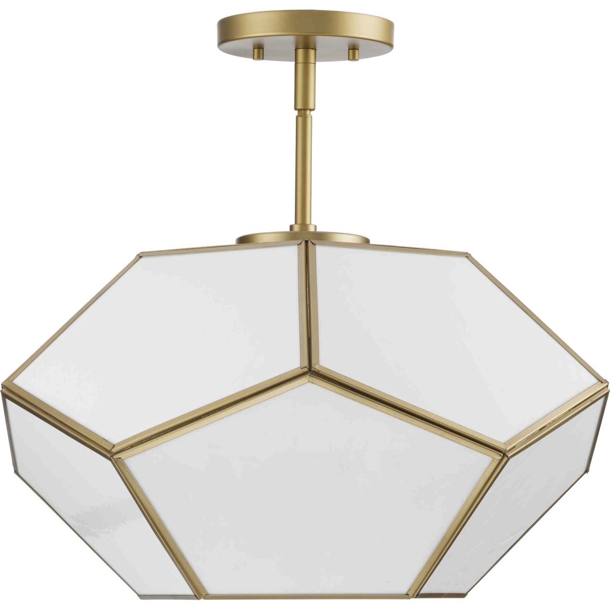 Latham 3 Light 18 inch Vintage Gold Semi-Flush Mount Ceiling Light
