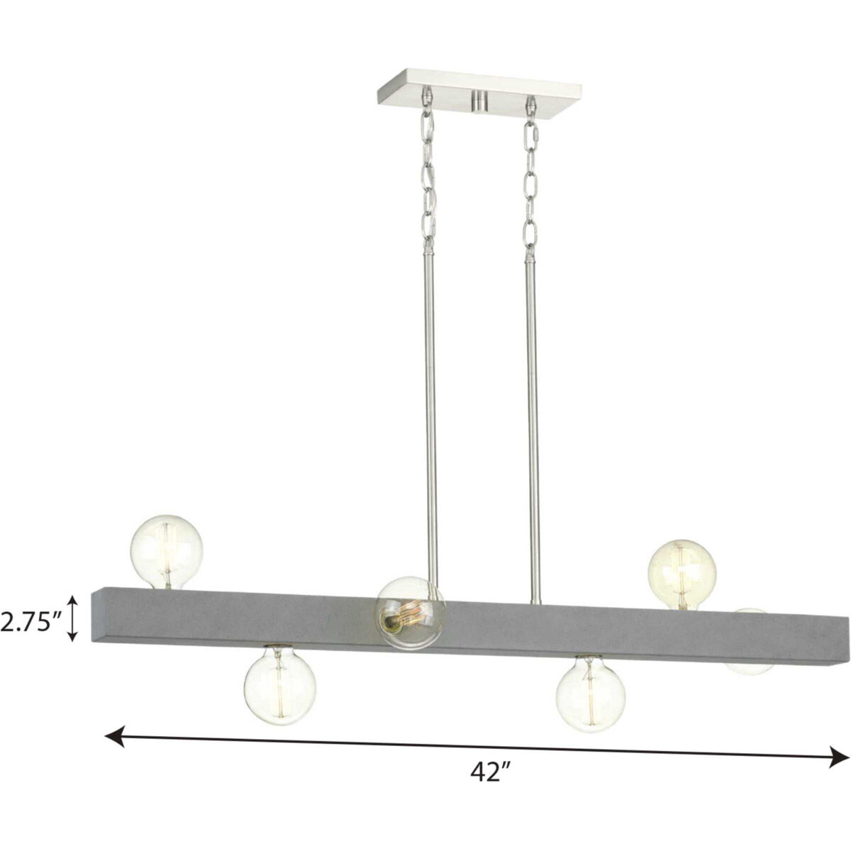 Mill Beam 6 Light 42 inch Brushed Nickel Island Chandelier Ceiling Light