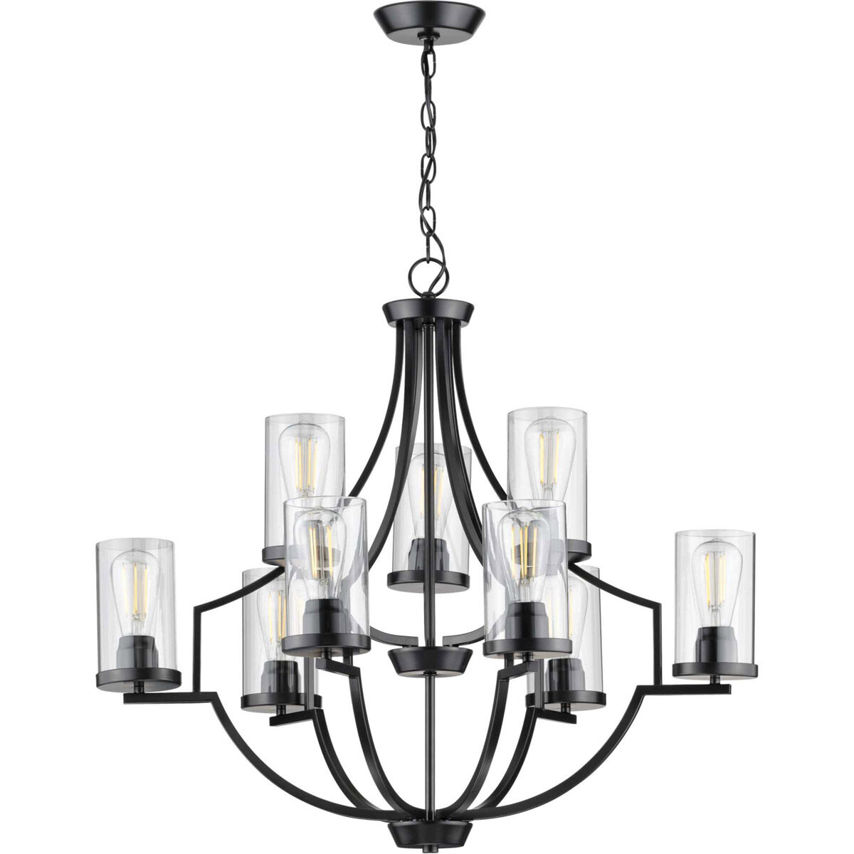 Lassiter 9 Light 32 inch Matte Black Chandelier Ceiling Light