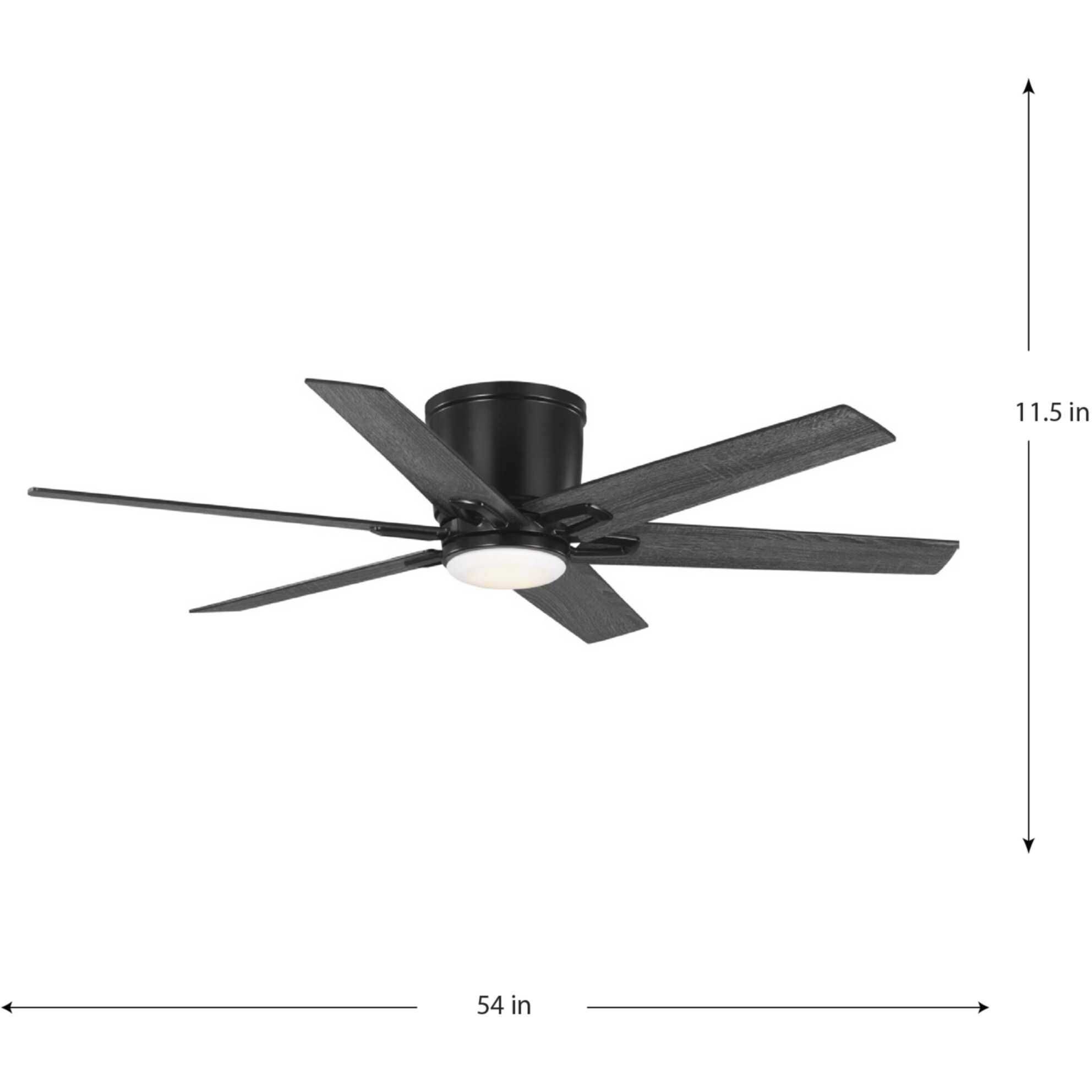 Bexar 54 inch Matte Black with Distressed Ebony/Matte Black Blades Ceiling Fan, Progress LED