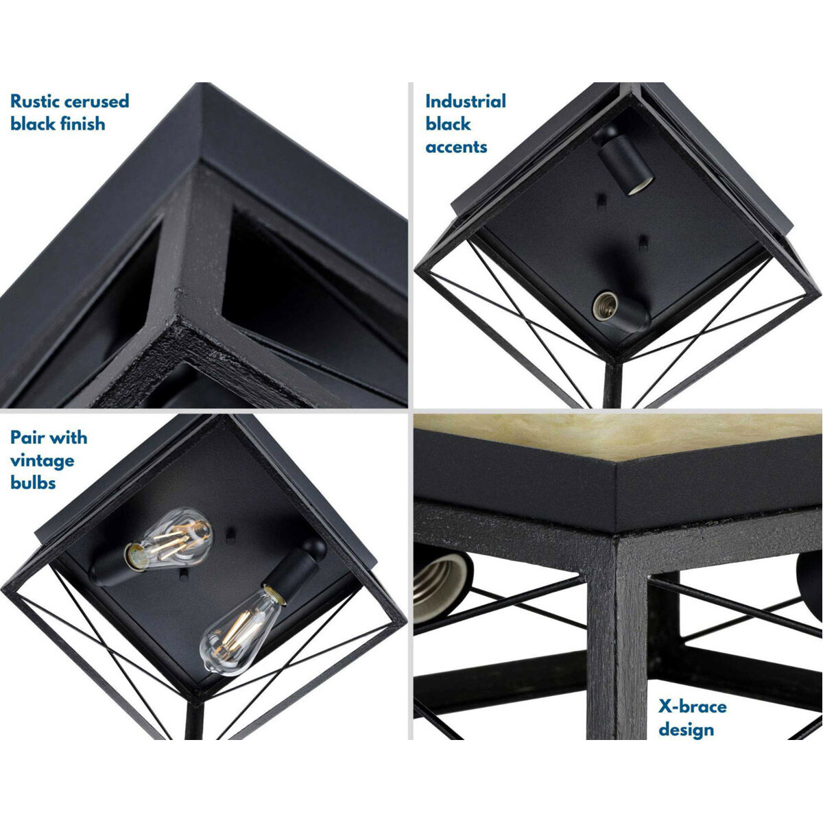 Briarwood 2 Light 12 inch Textured Black Flush Mount Ceiling Light