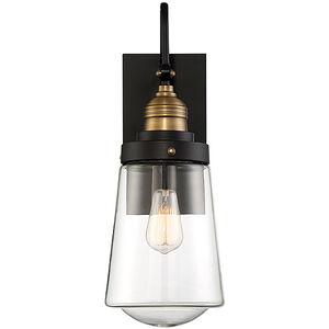 Macauley Outdoor Wall Lantern in Vintage Black with Warm Brass