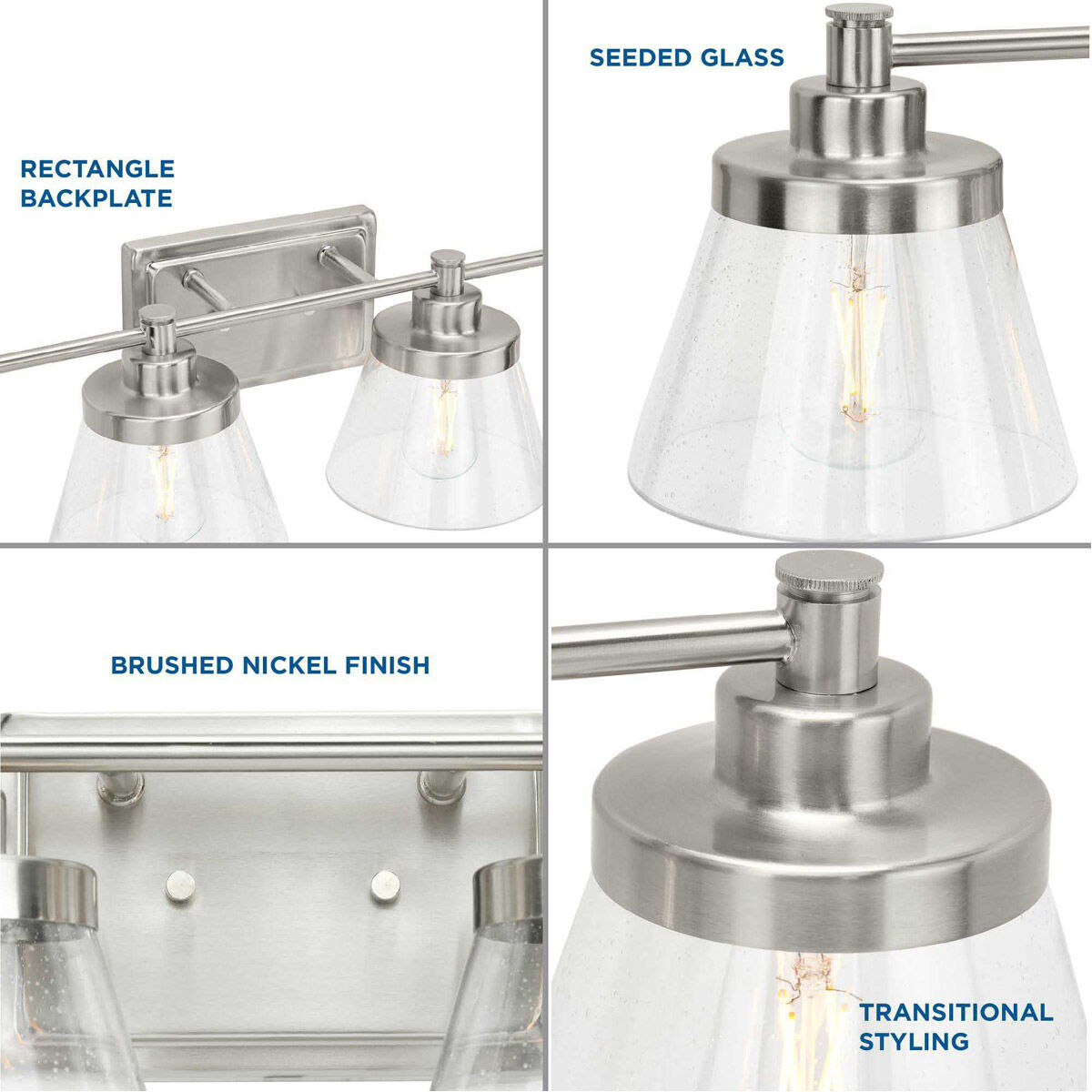 Hinton 4 Light 34 inch Brushed Nickel Bath Vanity Wall Light