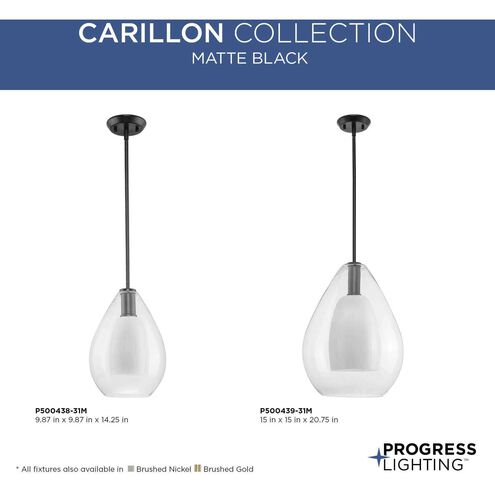 Carillon 1 Light 15 inch Matte Black Pendant Ceiling Light
