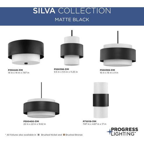 Silva 1 Light 9.5 inch Matte Black Pendant Ceiling Light, Design Series