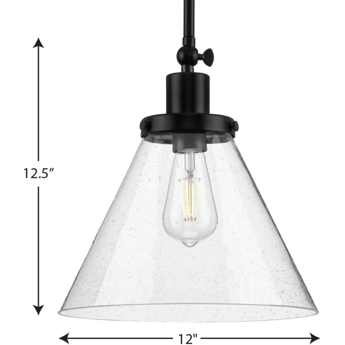 Progress P500324-031 Hinton 1 Light 12 inch Matte Black Pendant