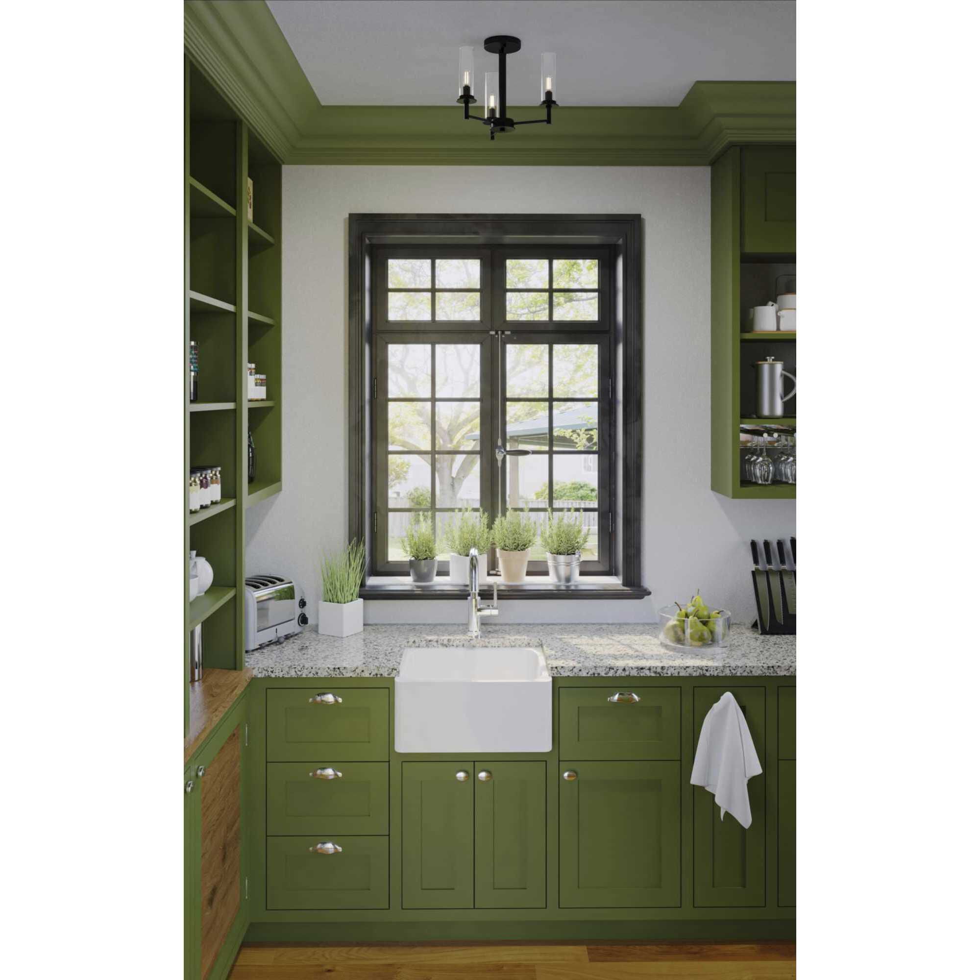 Kellwyn 3 Light 16 inch Matte Black Semi Flush Mount Convertible Ceiling Light