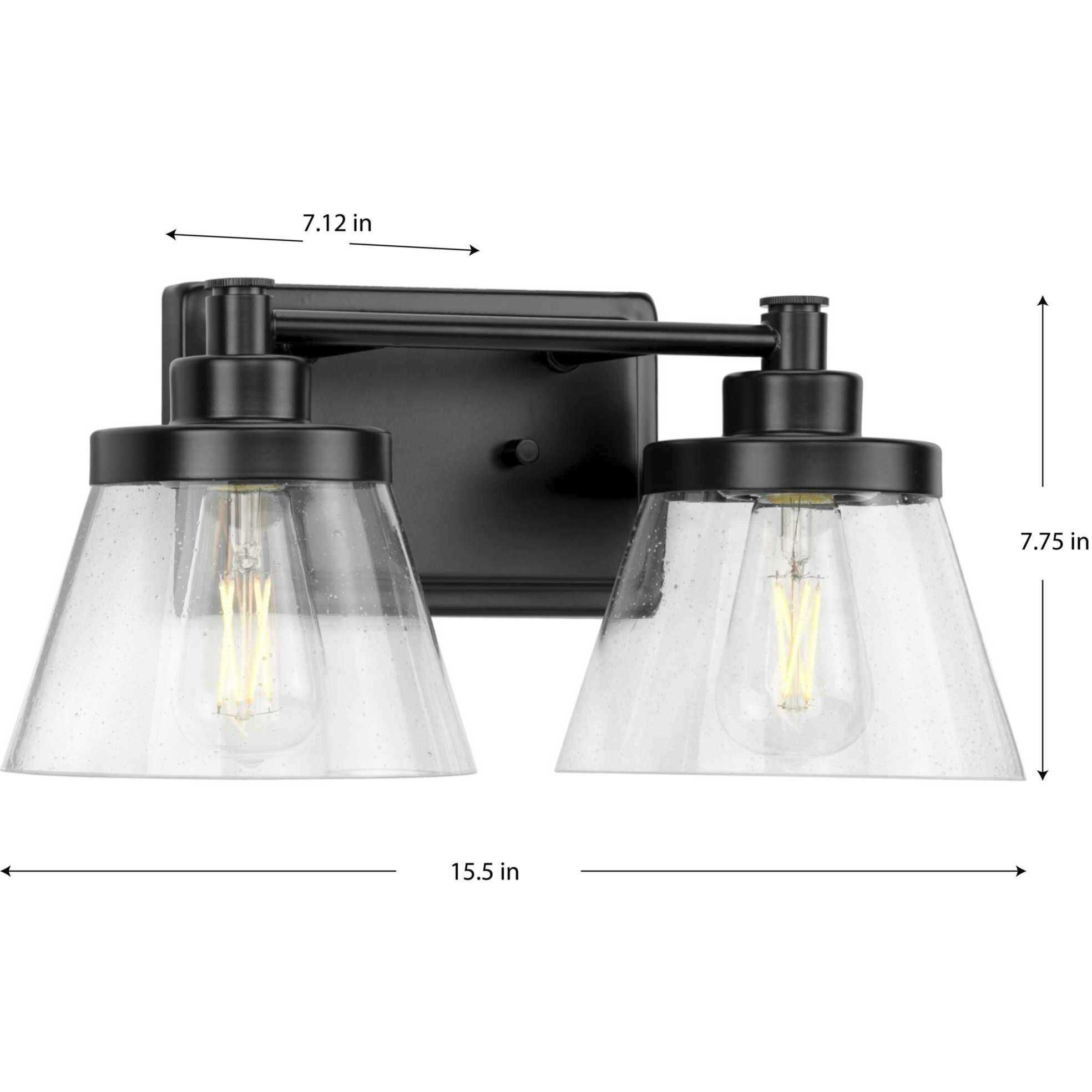 Hinton 2 Light 16 inch Matte Black Bath Vanity Wall Light