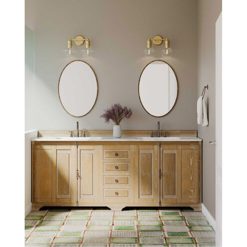 Hansford 2 Light 16 inch Vintage Brass Bath Vanity Wall Light