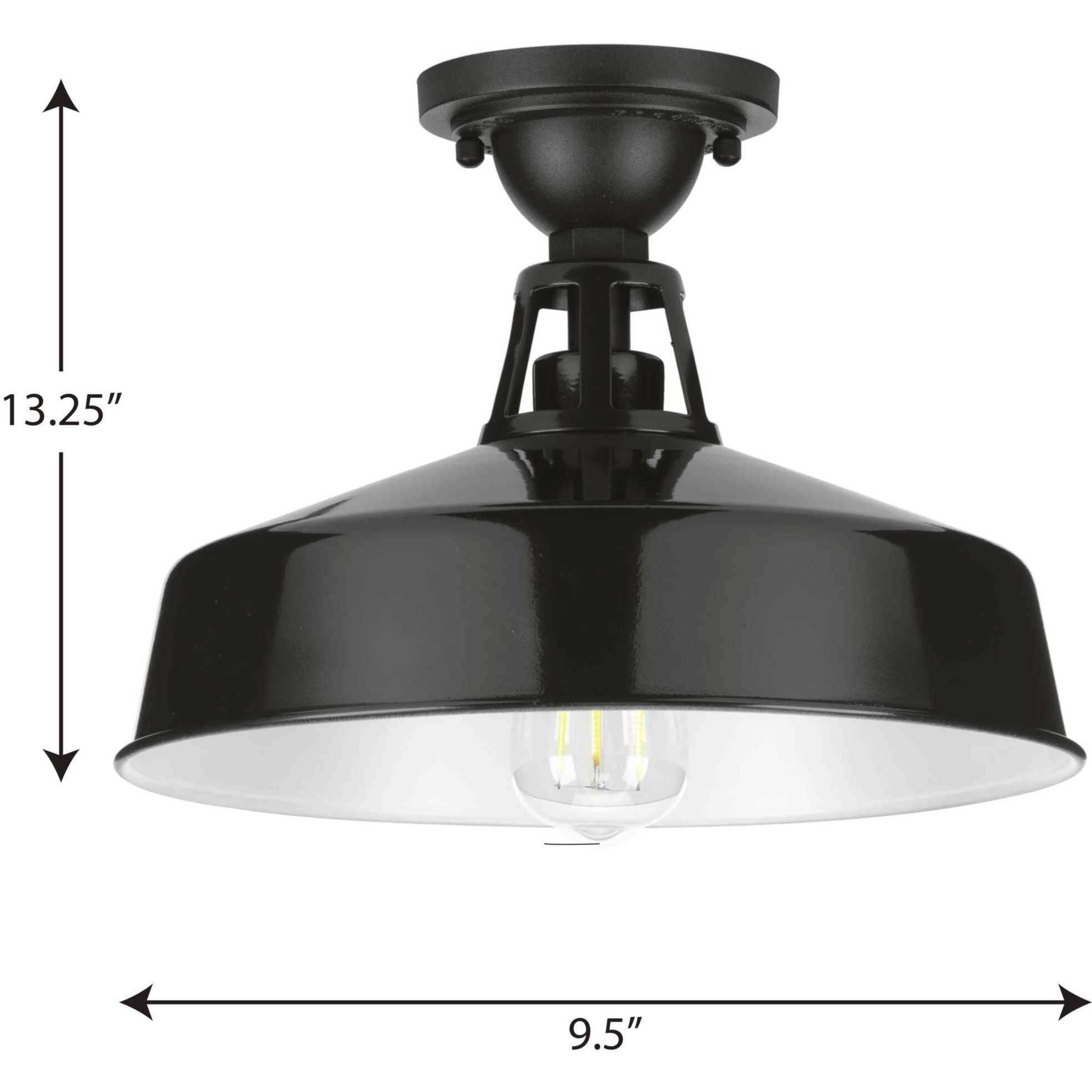 Cedar Springs 1 Light 13 inch Gloss Black Outdoor Semi-Flush Mount
