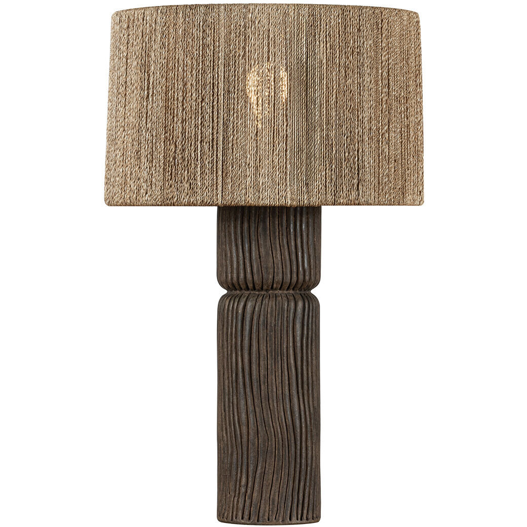 Folk 27.25 inch 15 watt Patina Brass/Ceramic Shadowed Bark Table Lamp Portable Light