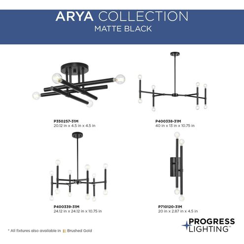 Arya Collection Eight-Light Matte Black Luxe Linear Chandelier