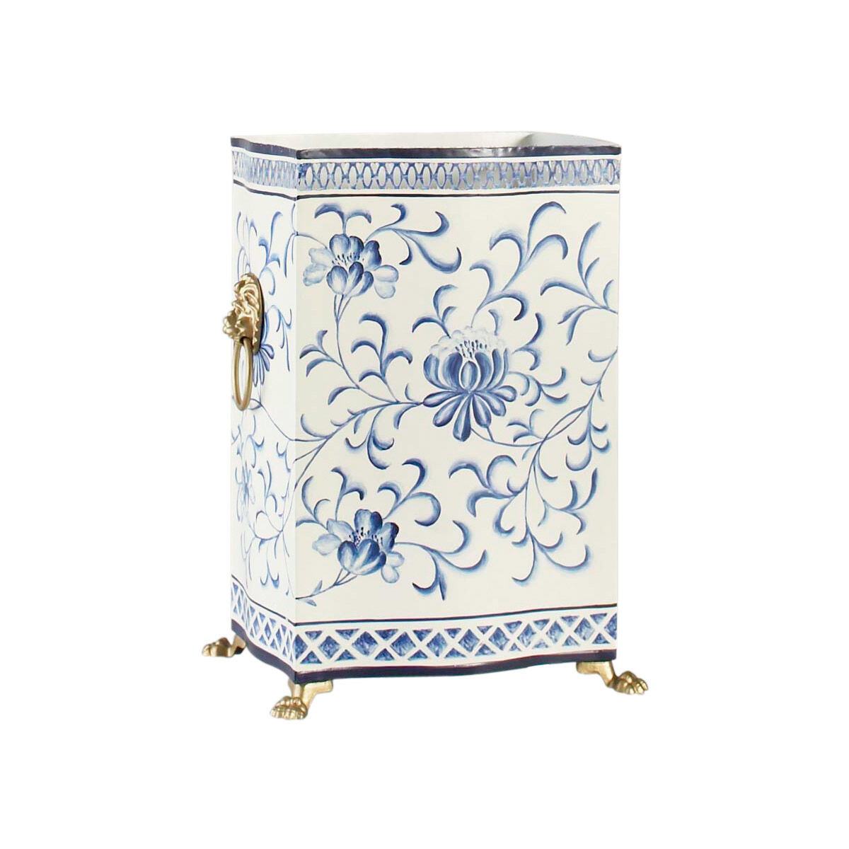 Chelsea House White/Blue Wastebasket