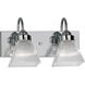 Square Prismatic Glass 2 Light 14 inch Polished Chrome Bath Vanity Wall Light