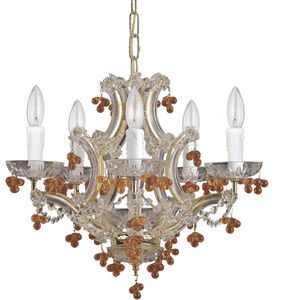 Maria Theresa 6 Light 18 inch Polished Brass Mini Chandelier Ceiling Light