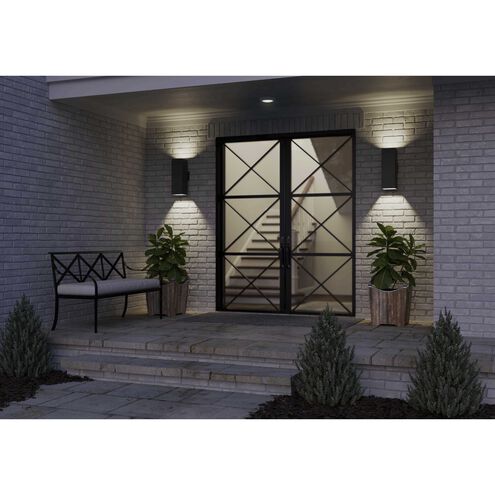 6IN CYL SQRS 2 Light 18 inch Black Up/Down Outdoor Wall Light