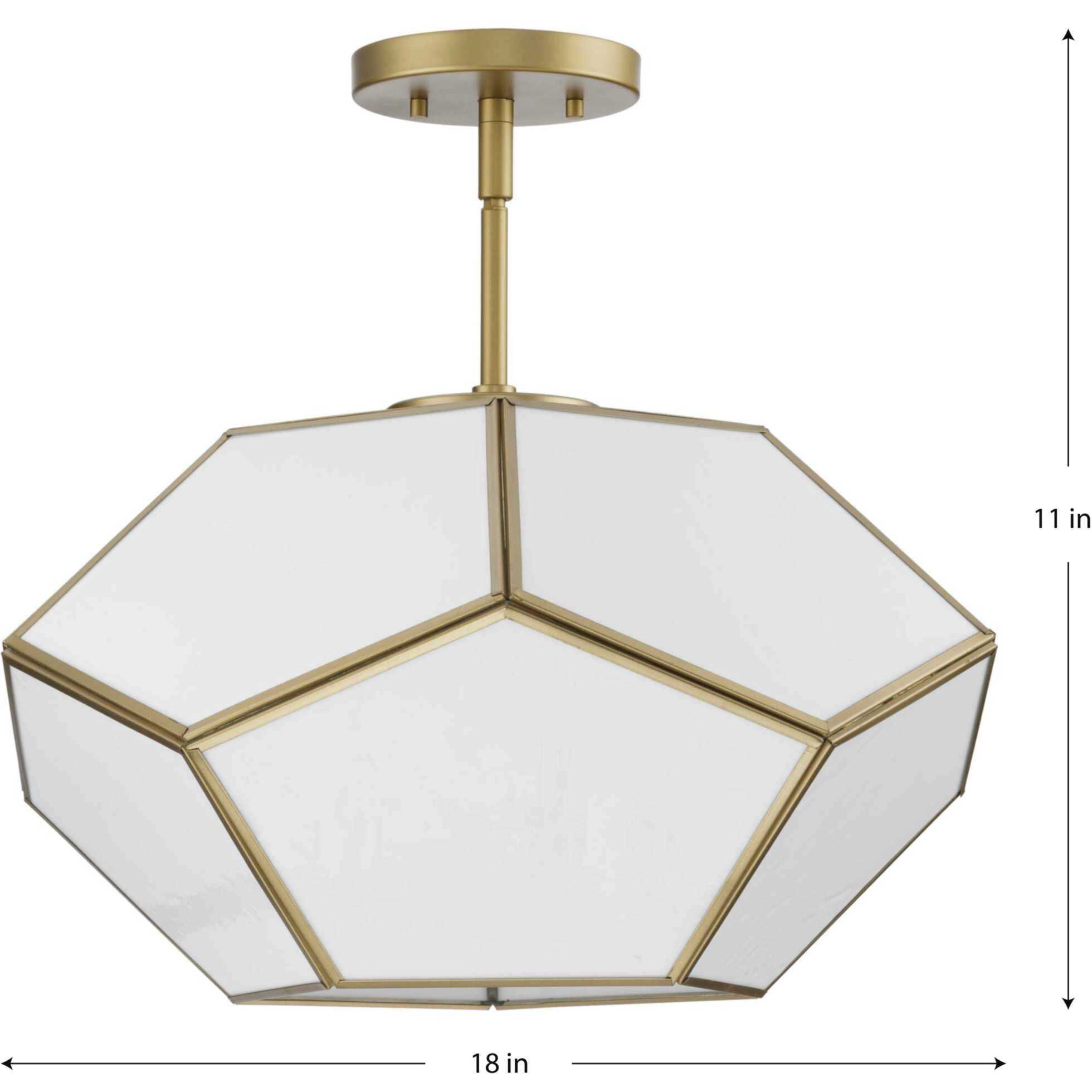 Latham 3 Light 18 inch Vintage Gold Semi-Flush Mount Ceiling Light