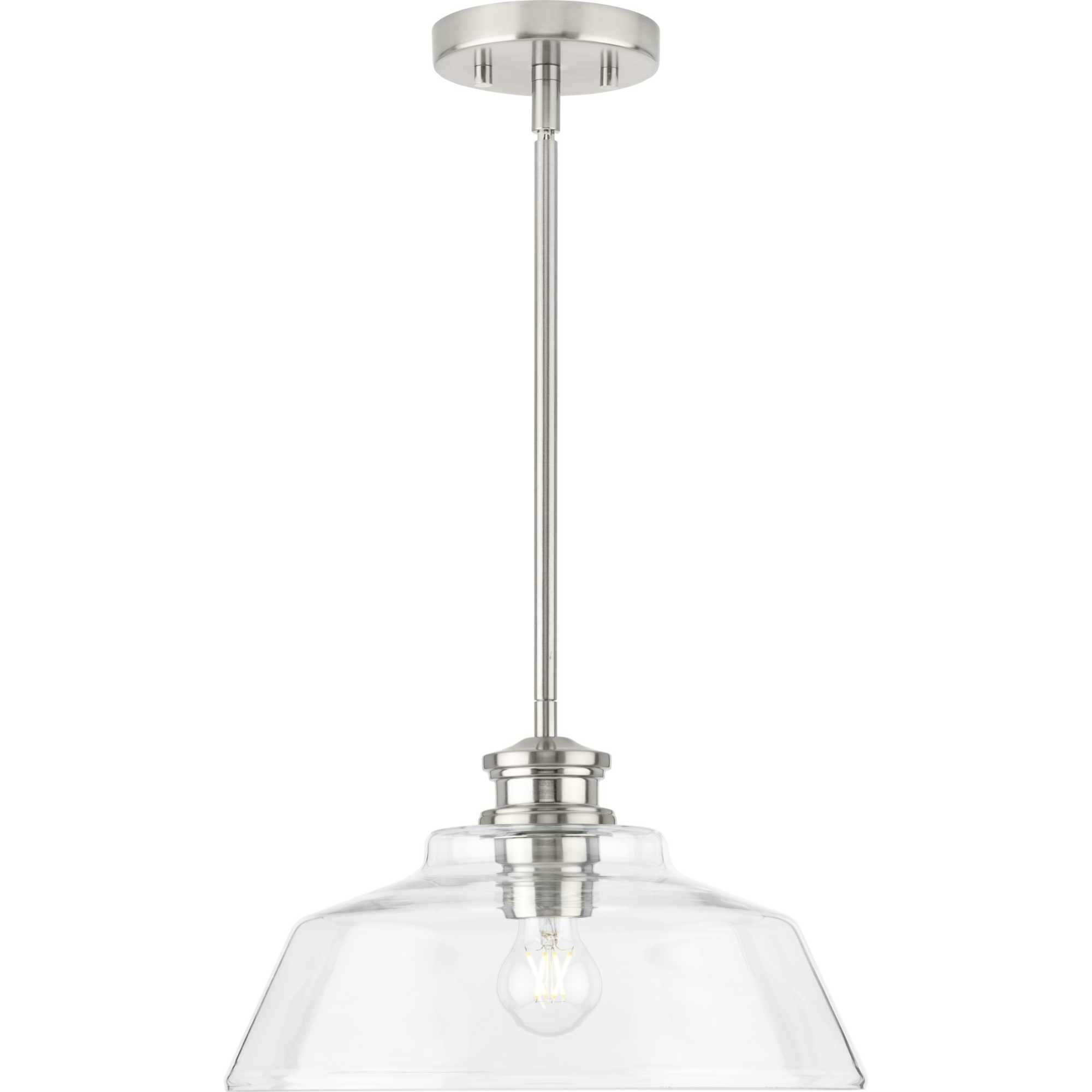 Singleton 1 Light 14 inch Brushed Nickel Pendant Ceiling Light