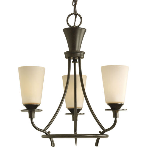 Cantata 3 Light 17 inch Forged Bronze Chandelier Ceiling Light in Seeded Topaz Glass