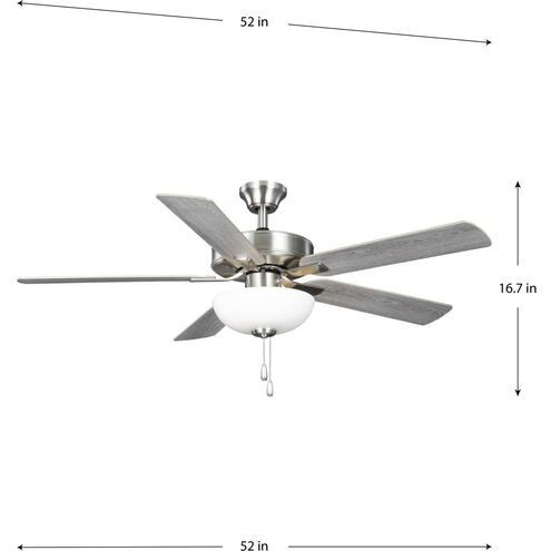 AirPro E-Star 52 inch Brushed Nickel with Silver/Grey Weathered Wood Blades Ceiling Fan