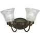 Economy Fluted Glass 2 Light 11.75 inch Antique Bronze Bath Vanity Wall Light in Clear Prismatic