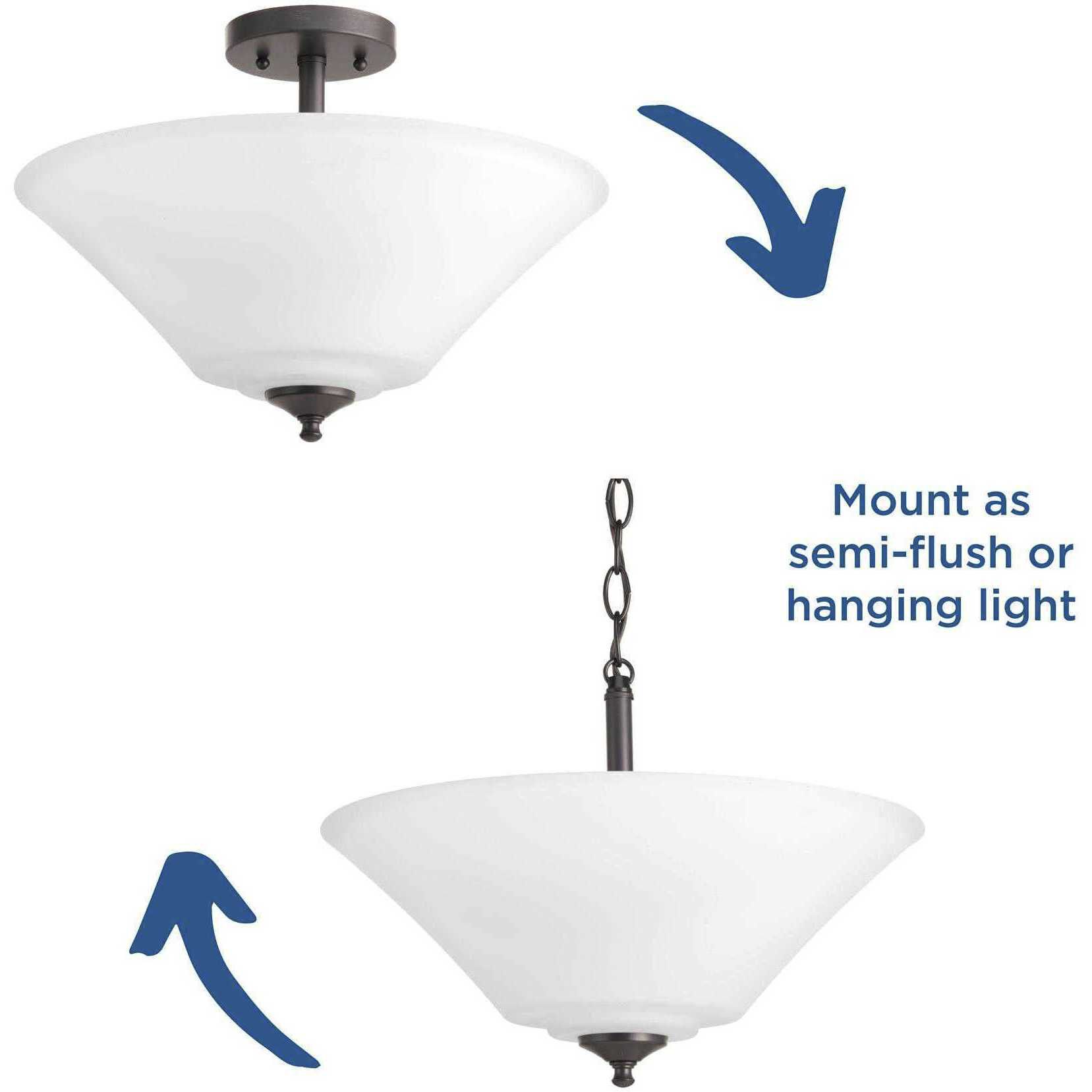 Joy 3 Light 16.63 inch Antique Bronze Semi-Flush Mount Convertible Ceiling Light