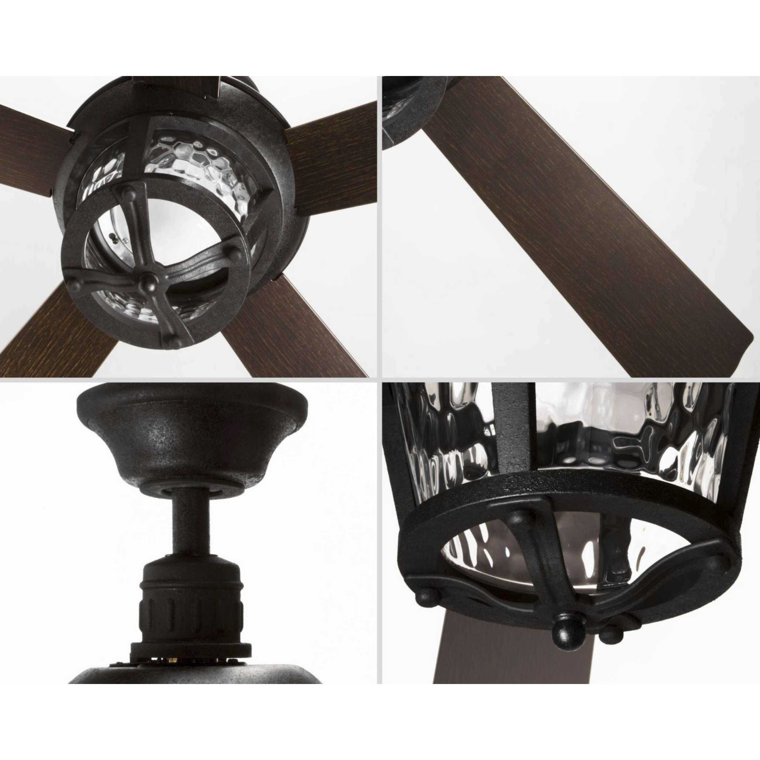 Smyrna 52 inch Forged Black with Toasted Oak Blades Indoor/Outdoor Ceiling Fan, Progress LED