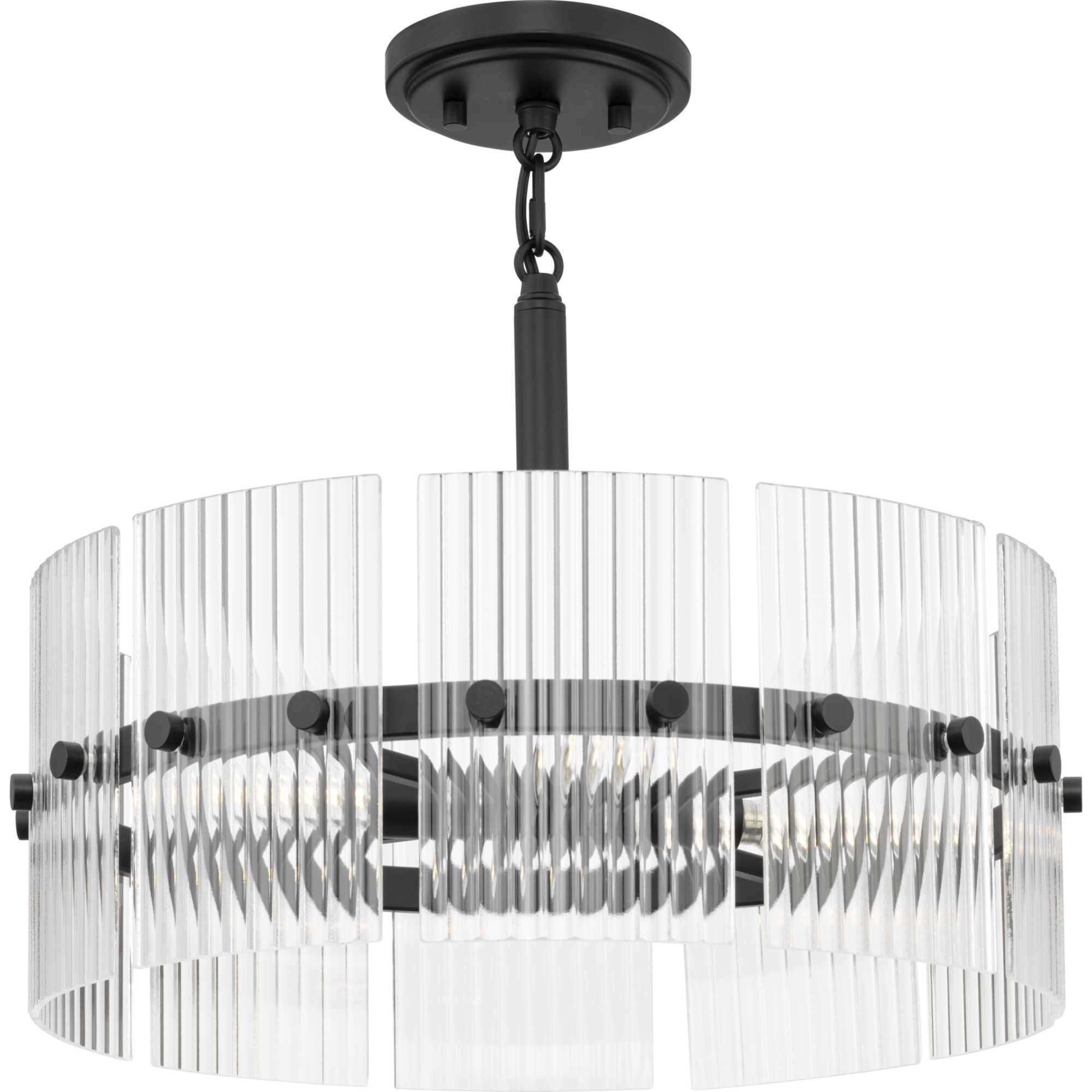 Seville 4 Light 17.87 inch Matte Black Convertible Pendant Ceiling Light, Design Series