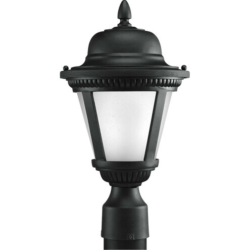 Westport LED LED 16 inch Textured Black Outdoor Post Lantern in Etched Seeded, Progress LED