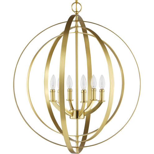 Equinox 6 Light Satin Brass Pendant Ceiling Light