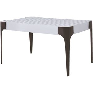 Teak Veranda 36 X 22 inch White with Antique Brass Outdoor Coffee Table