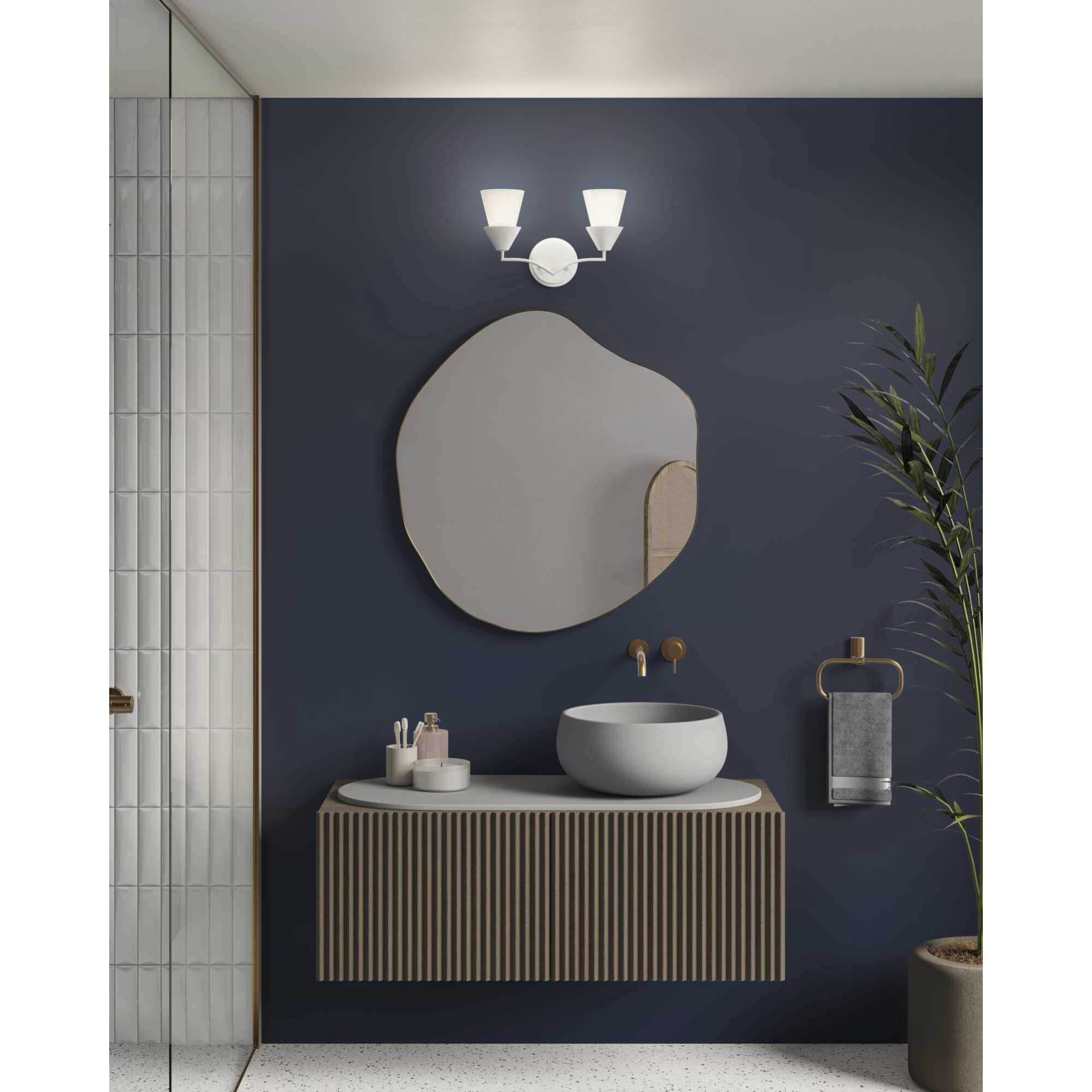 Pinellas 2 Light 15 inch White Plaster Vanity Light Wall Light, Design Series