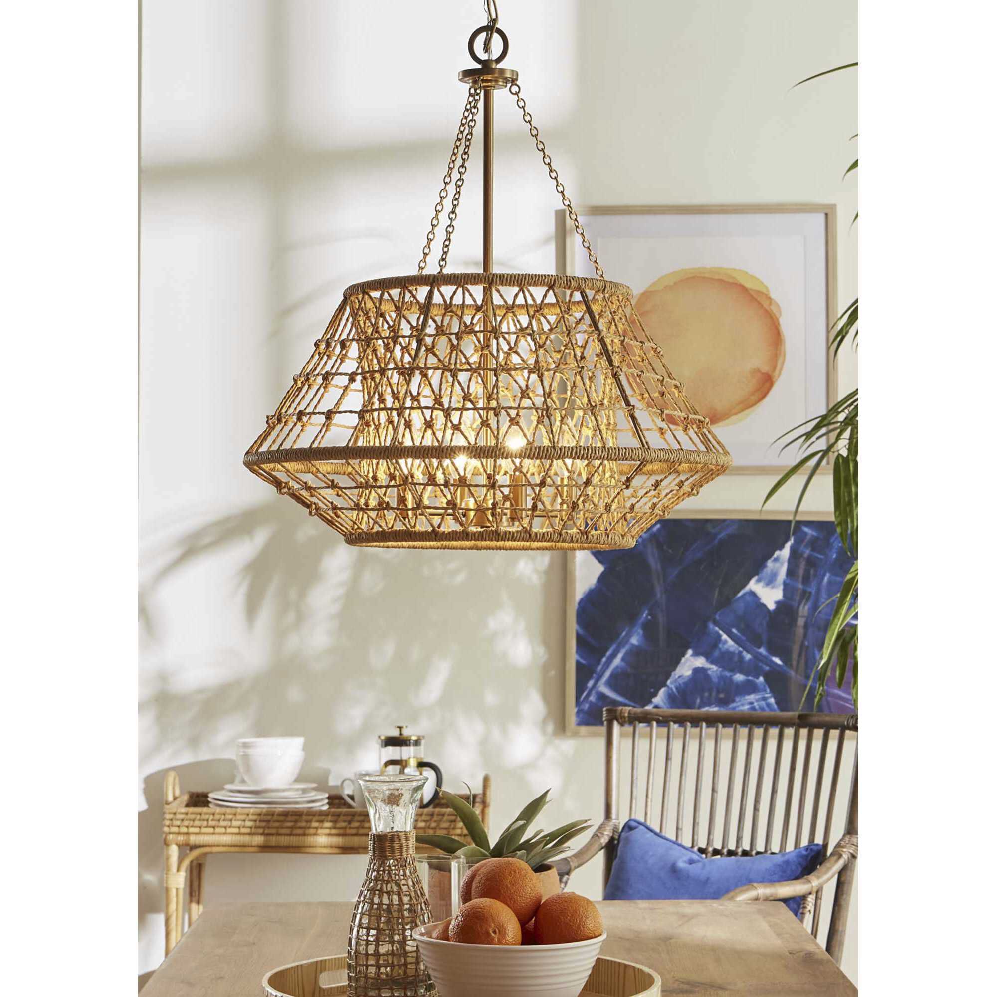 Laila 4 Light 22.37 inch Vintage Brass Chandelier Ceiling Light, Design Series