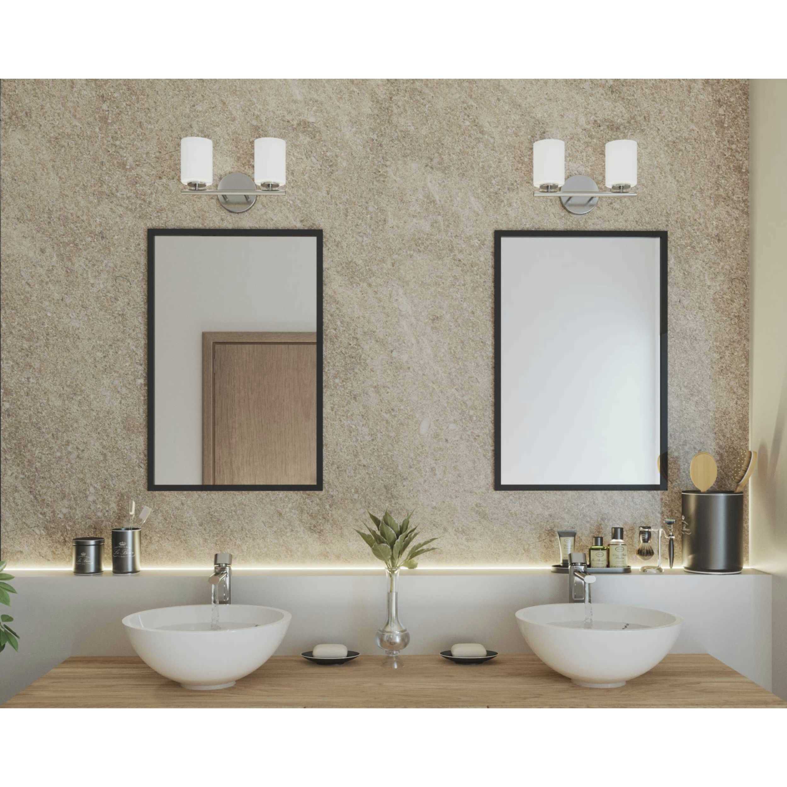 Replay 2 Light 13 inch Brushed Nickel Bath Vanity Wall Light